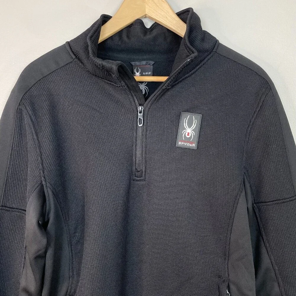 Spyder Sweater Small Ourbound 1/4-Zip Pullover Black Long Sleeve Men's - Picture 2 of 12